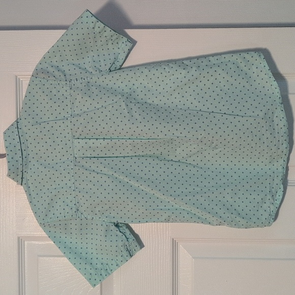 Mint Green Polka Dot Kids Button Down Size 5/6 - Picture 4 of 5